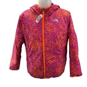 The North Face Girl Reversible Jacket Pink Orange Hooodie Youth XL NEW